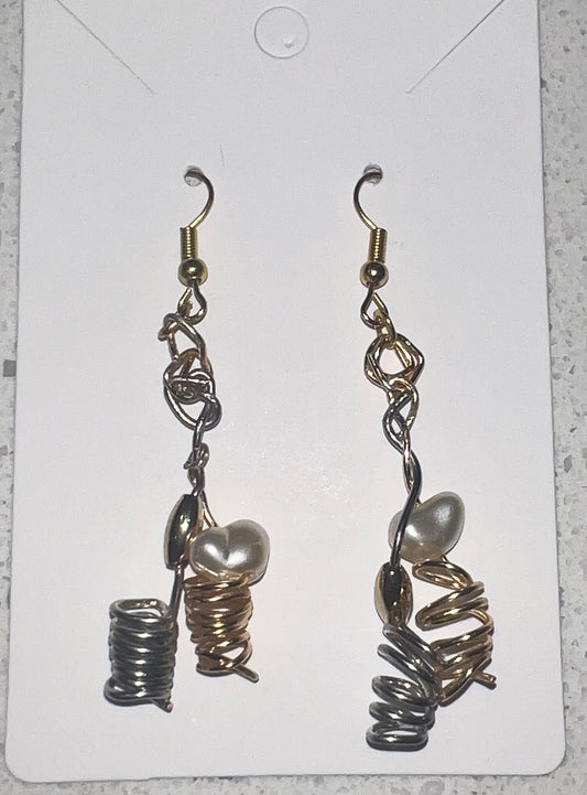 Gold& Silver Cyclonic Drop Earrings