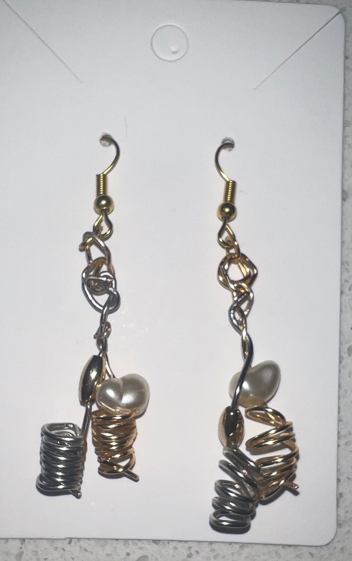 Gold& Silver Cyclonic Drop Earrings