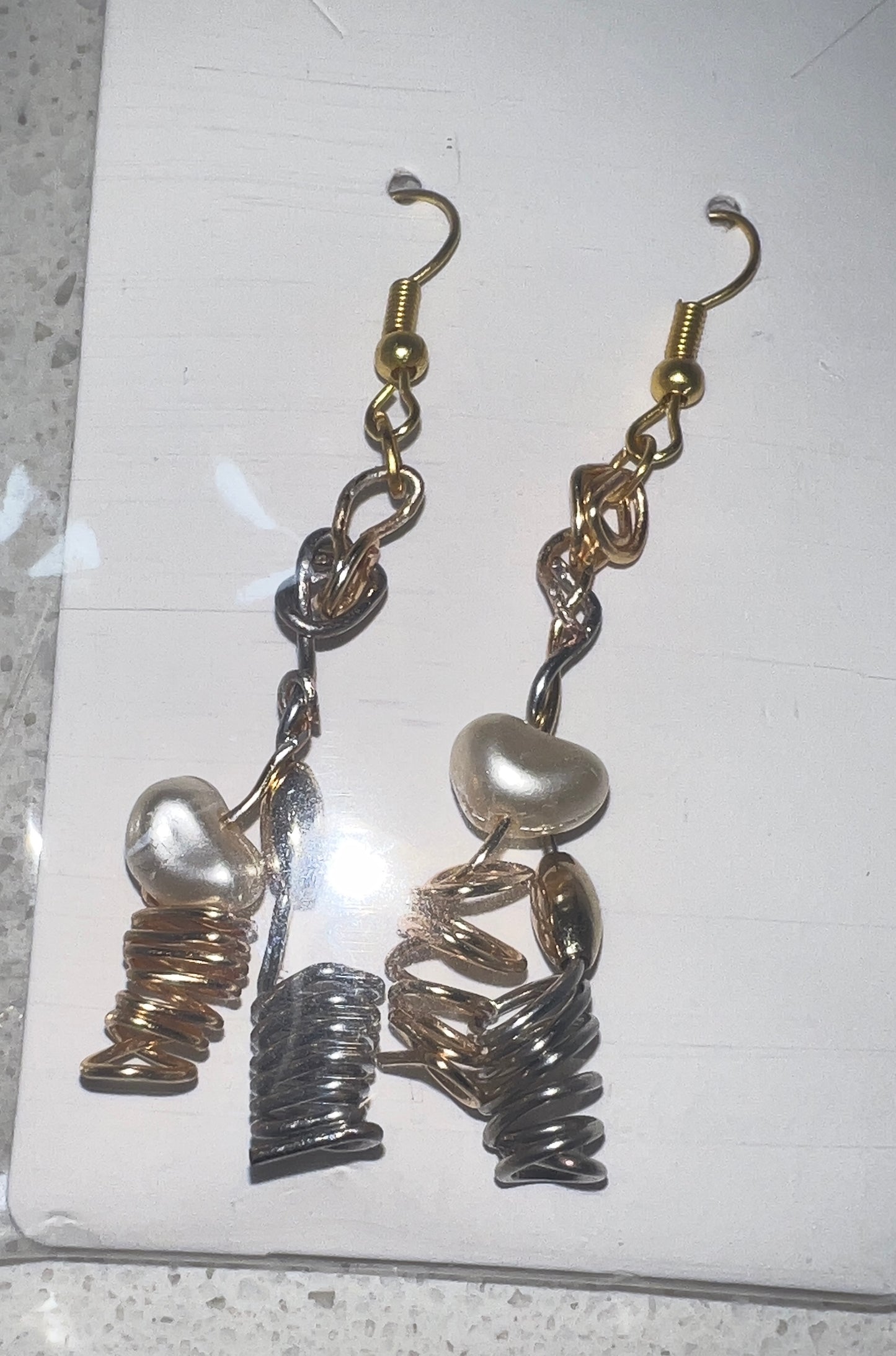 Gold& Silver Cyclonic Drop Earrings