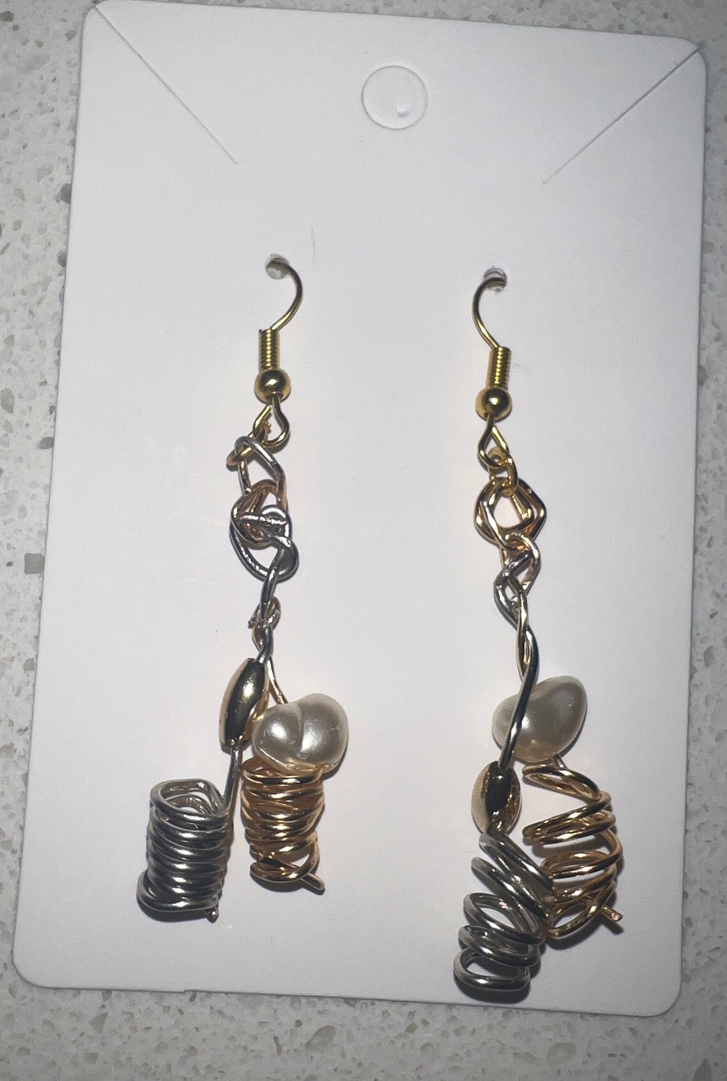 Gold& Silver Cyclonic Drop Earrings