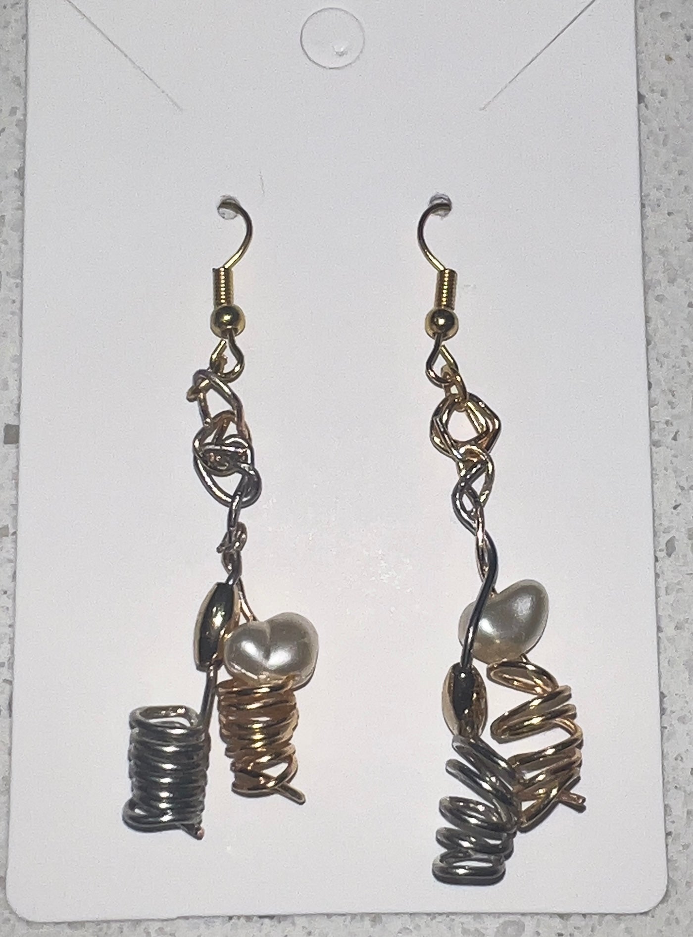 Gold& Silver Cyclonic Drop Earrings